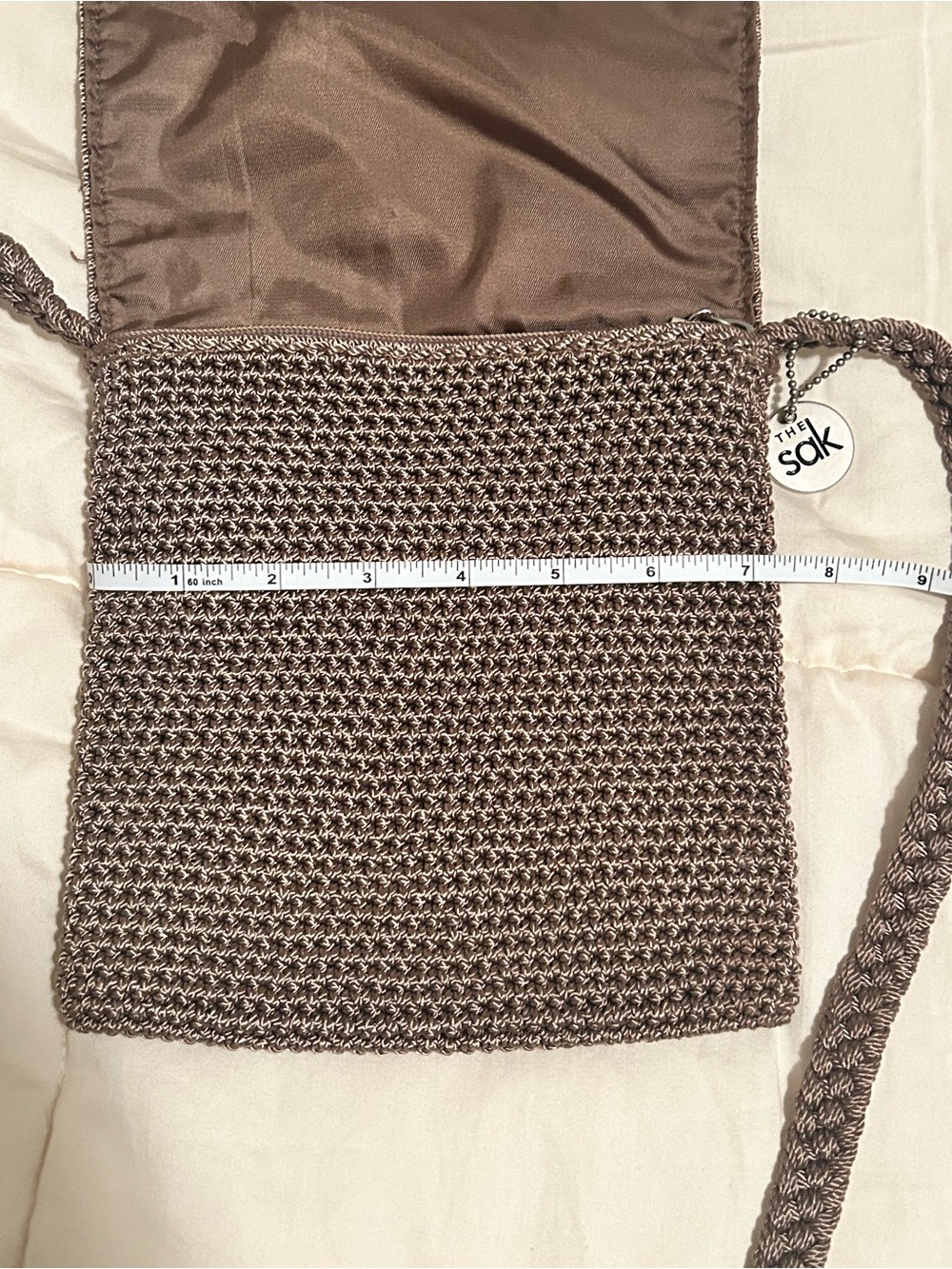 The Sak Brown Crochet Crossbody Bag with Braided Strap - Picture 7 of 8